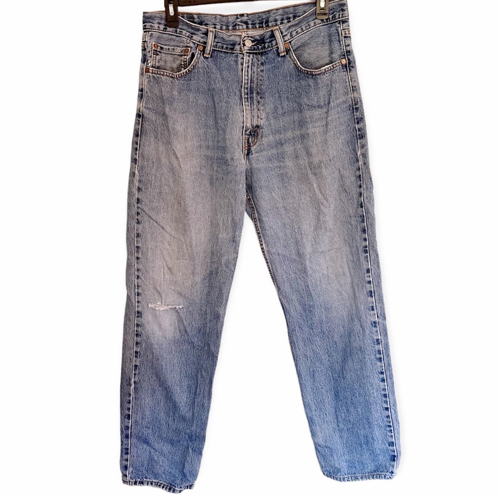 Levi’s 550 Mens Tapered Relaxed Fit Distressed Stone Wash Jeans Size 36x34